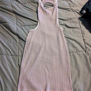 Sleeveless Ribbed Dress in Gray